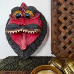 Furnshine - Handcrafted Red Yali Wooden Mask: Mythical South Indian Guardian for Divine Home Decor - Image 2