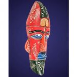 Furnshine - Handcrafted Red Wooden Tribal Wall Mask – Nazar Battu for Home Entrance, Living Room & Ethnic Decor – 12 Inch Hand Painted Hanging Art - Image 4