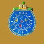 Furnshine - Wooden Elephant Stool Green Blue Design 6H x 9L x 6.5W Inches - Indian Handicrafts Home Pooja Foyer Decor - Image 4