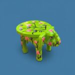 Furnshine - Wooden Elephant Stool Floral Light Green Design | Handcrafted Indian Home Decor Pooja Foyer 6.5H x 9L x 6.5W Inches - Image 4