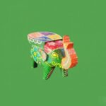 Furnshine - Cute Hand-Painted Green Small Wooden Elephant Stool - 4"H Indian Handicraft for Home, Pooja & Foyer Decor - Image 4