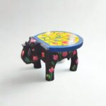 Furnshine - Handcrafted Black Wooden Elephant Stool with Yellow Floral Design - Small Indian Handicraft for Pooja, Home & Foyer Decor (4.5"H x 5"W) - Image 4