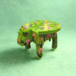 Furnshine - Handcrafted Light Green Wooden Elephant Stool - Floral Designs Small Indian Handicraft for Pooja, Home & Foyer Decor (4.5"H x 5"W) - Image 4