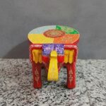 Furnshine - Handcrafted Red Multicolor Wooden Elephant Stool - Large Indian Handicraft for Pooja, Home & Foyer Decor (8"H x 11"L x 8"W) - Image 4