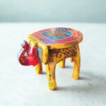 Furnshine - Handcrafted Yellow Elephant Stool Design - Indian Handicraft for Pooja, Home & Foyer Decor (8"H x 10.5"L x 8"W) - Image 4
