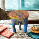 Furnshine - Blue Handcrafted Elephant Stool - Large Indian Handicraft Pooja Decor, Home & Foyer Accent (8"H x 10.5"L x 8"W) - Image 4