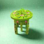 Furnshine - Handcrafted Light Green Wooden Elephant Stool with Floral Designs - Large Indian Rajasthan Handicrafts for Home Pooja Foyer Decor (8"H x 10.5"L x 8"W) - Image 4