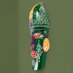 Furnshine - Handcrafted Green Tribal Wooden Wall Mask - 12 Inch Nazar Battu African Egyptian Hanging for Home Entrance, Living Room, Balcony Decor​ - Image 4