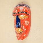 Furnshine - Handcrafted Orange/Blue Tribal Wooden Wall Mask - 9 Inch Nazar Battu African Egyptian Hanging for Home Entrance, Living Room Decor​ - Image 5
