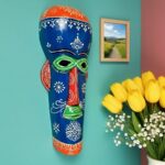 Furnshine - Handcrafted Blue/Green Tribal Wooden Wall Mask - 15 Inch Nazar Battu African Egyptian Hanging for Home Entrance, Living Room Decor​ - Image 5