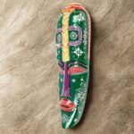 Furnshine - Green Orange African Egyptian Tribal Wall Mask Hanging Set - Nazar Battu Wooden Masks for Home Entrance, Living Room Decor - 18 Inch Pack of 2 - Image 5