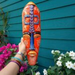 Furnshine -Vibrant Wooden Tribal Wall Mask Nazar Battu for Home Entrance & Living Room Wall Decor – 18 inch Handcrafted African-Style Face Hanging - Image 5