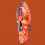 Furnshine - African Egyptian Orange Wall Mask Nazar Battu 12 Inch - Tribal Wooden Hanging for Home Entrance, Living Room, Door, Balcony Decor | Evil Eye Protection - Image 5