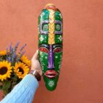 Furnshine - Nazar Battu Green Tribal Wooden Wall Mask | 18 Inch Handcrafted African Egyptian Face Hanging - Material Wood Home Entrance Door Living Room Balcony Decor - Image 5