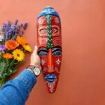 Furnshine - Red Tribal Wooden Mask Nazar Battu | Handcrafted African Egyptian Wall Hanging Decor - 18 inch Home Entrance Living Room Balcony Gift Pack - Image 5
