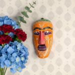 Furnshine - Handcrafted Orange Wooden Tribal Wall Mask – Nazar Battu for Home Entrance, Living Room & Ethnic Decor – 9 Inch Traditional Indian Art Hanging - Image 5