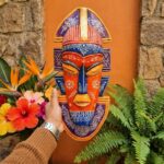 Furnshine - Nazar Battu Tribal Wall Mask 20 Inch Orange/Green - Handcrafted African Egyptian Wooden Face Hanging for Home Entrance, Living Room, Door, Balcony Decor & Gifts - Image 5