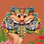 Furnshine - Handcrafted Chettinad Yali Yazhi Wooden Wall Mask - Solid Wood Carved Mythical Guardian, 10x12 Inch Traditional South Indian Home Decor - Image 5