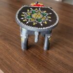 Furnshine - Wooden Elephant Stool Black Red Design - Handcrafted Indian Home Decor 6x9x6.5 Inches - Image 5