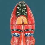 Furnshine - Handcrafted Red Wooden Tribal Wall Mask – Nazar Battu for Home Entrance, Living Room & Ethnic Decor – 12 Inch Hand Painted Hanging Art - Image 5