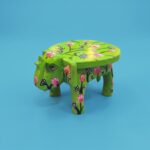 Furnshine - Handcrafted Light Green Wooden Elephant Stool - Floral Designs Small Indian Handicraft for Pooja, Home & Foyer Decor (4.5"H x 5"W) - Image 5