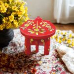 Furnshine - Handcrafted Red Wooden Elephant Stool with Floral Designs - Small Indian Handicraft for Pooja, Home Decor & Foyer (4.5"H x 5"W) - Image 5