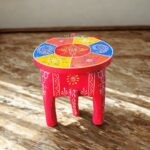Furnshine - Handcrafted Red with Multicolor Design Wooden Elephant Stool – Colorful Hand-Painted Home Décor & Seating (8 Inch Height) - Image 5