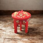 Furnshine - Handcrafted Red Wooden Elephant Stool with Floral Designs - Large Indian Rajasthan Handicrafts for Home Pooja Foyer Decor (8"H x 10.5"L x 8"W) - Image 5