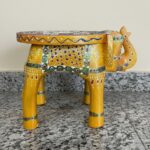 Furnshine - Rajasthani Hand-Painted Wooden Elephant Stool - Traditional Indian Home Decor (10"L x 8"H x 8"W) - Image 5