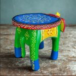 Furnshine - Rajasthani Handmade Wooden Elephant Stool | Hand-Painted Multicolour Indian Home Décor(8″H x 10″L x 8″W) - Image 5