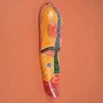 Furnshine - Orange Red African Egyptian Tribal Wall Mask Hanging - Nazar Battu Wooden Decor for Home Entrance & Living Room - 18 Inch Single Mask - Image 6