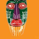 Furnshine - Set of 4 African Tribal Wooden Face Masks | Nazar Battu Wall Hanging Decor - Handcrafted Multi-Color (Green, Orange, Blue, Purple) for Home Entrance, Living Room - Buy Online - Image 6