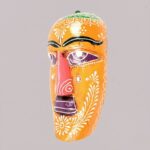 Furnshine - Handcrafted Orange Wooden Tribal Wall Mask – Nazar Battu for Home Entrance, Living Room & Ethnic Decor – 9 Inch Traditional Indian Art Hanging - Image 6