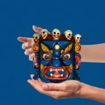 Furnshine - Handcrafted Mahakala Tibetan Buddhist Wooden Hanging Mask - 8 Inch Blue Face Skull Crown Wall Decor Showpiece for Home Puja Room - Image 6