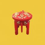 Furnshine - Wooden Red Elephant Stool with Floral Designs - 6.5"H Indian Handicraft for Pooja, Foyer & Home Decor - Image 6