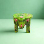 Furnshine - Handcrafted Light Green Wooden Elephant Stool - Floral Designs Small Indian Handicraft for Pooja, Home & Foyer Decor (4.5"H x 5"W) - Image 6