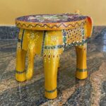 Furnshine - Rajasthani Hand-Painted Wooden Elephant Stool - Traditional Indian Home Decor (10"L x 8"H x 8"W) - Image 6