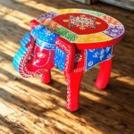 Furnshine - Multicolor Wooden Elephant Stool - Indian Handicrafts for Home, Pooja & Foyer Decor (8"H x 10.5"L x 8"W) - Image 3