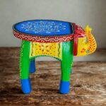 Furnshine - Rajasthani Handmade Wooden Elephant Stool | Hand-Painted Multicolour Indian Home Décor(8″H x 10″L x 8″W) - Image 6