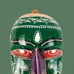 Furnshine - Handcrafted Green Wooden Tribal Wall Mask – Nazar Battu for Home Entrance, Living Room & Ethnic Decor – 9 Inch Hand Painted Hanging Art - Image 6