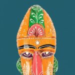 Furnshine -  Handcrafted Orange Wooden Tribal Wall Mask with Green Accents – Nazar Battu for Home Entrance, Living Room & Balcony Decor – 12 Inch Ethnic Hanging Art - Image 6