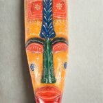 Furnshine - Orange Red African Egyptian Tribal Wall Mask Hanging - Nazar Battu Wooden Decor for Home Entrance & Living Room - 18 Inch Single Mask - Image 7
