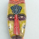 Furnshine - Green Maroon African Tribal Wall Mask Hanging - Nazar Battu Wooden Decor for Home Entrance & Living Room - 18 Inch Single Pack - Image 7