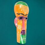 Furnshine - Orange Wall Mask Nazar Battu | 15 Inch Egyptian Tribal Wooden Hanging Mask - African Face Decor for Home Entrance, Door, Hallway, Balcony - Handcrafted India - Image 7
