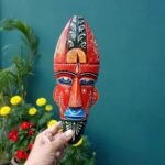 Furnshine - Handcrafted Red Wooden Tribal Wall Mask – Nazar Battu for Home Entrance, Living Room & Ethnic Decor – 12 Inch Hand Painted Hanging Art - Image 7
