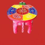 Furnshine - Wooden Elephant Stool Red Multicolour Design | Handcrafted Indian Home Decor Pooja Foyer 6H x 9L x 6.5W Inches - Image 7