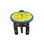 Furnshine - Wooden Elephant Stool Floral Black Yellow Design | Handcrafted Indian Home Decor Pooja Foyer 6.5H x 9L x 6.5W Inches - Image 7