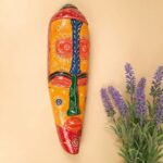 Furnshine - Orange Red African Egyptian Tribal Wall Mask Hanging - Nazar Battu Wooden Decor for Home Entrance & Living Room - 18 Inch Single Mask - Image 8