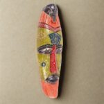 Furnshine - Green Maroon African Tribal Wall Mask Hanging - Nazar Battu Wooden Decor for Home Entrance & Living Room - 18 Inch Single Pack - Image 8