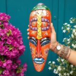 Furnshine -Vibrant Wooden Tribal Wall Mask Nazar Battu for Home Entrance & Living Room Wall Decor – 18 inch Handcrafted African-Style Face Hanging - Image 8